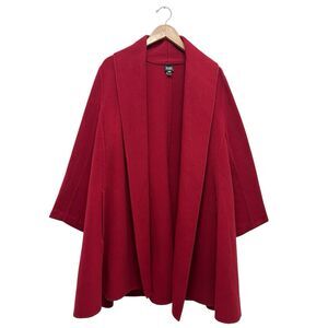 Eileen Fisher Coat Boiled Wool Button Shawl-Collar Coat Open Front Jacket Size L